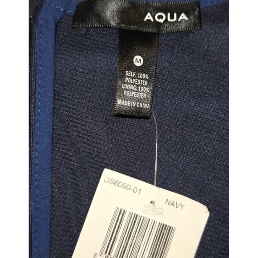 NWT AQUA Blue Chiffon Ruffle V-Neck Fun Flirty Casual to Cocktail Dress M - Picture 8 of 10